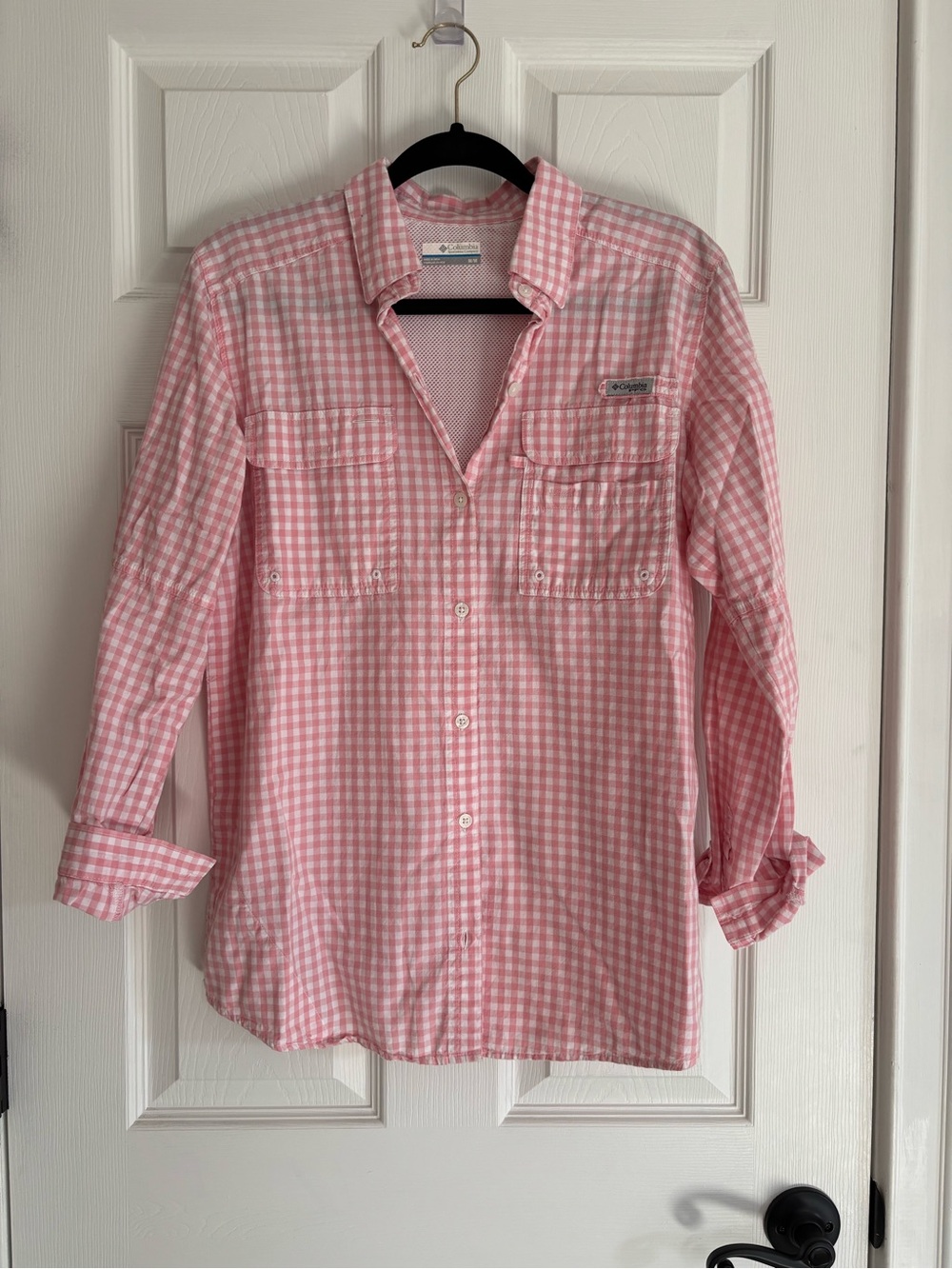 Columbia Women's Pink Gingham Button-Up Shirt